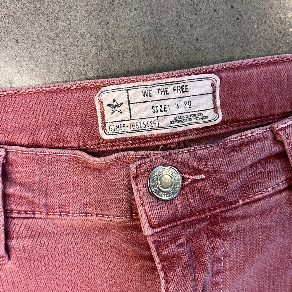 We the Free Great Heights Frayed ankle boho pink rust jeans womens 29 pants - Picture 5 of 8